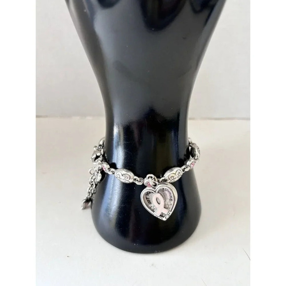 Brighton Power of Pink Legacy Heart Bracelet Silvertone Breast Cancer Awareness - Picture 5 of 5